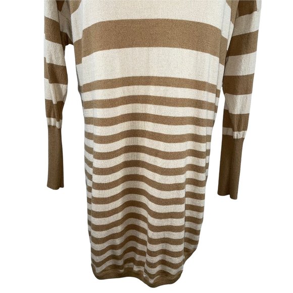 Joie Tan Striped Wool Cashmere Blend Long V-Neck Sweater Tunic Lightweight - Picture 5 of 11